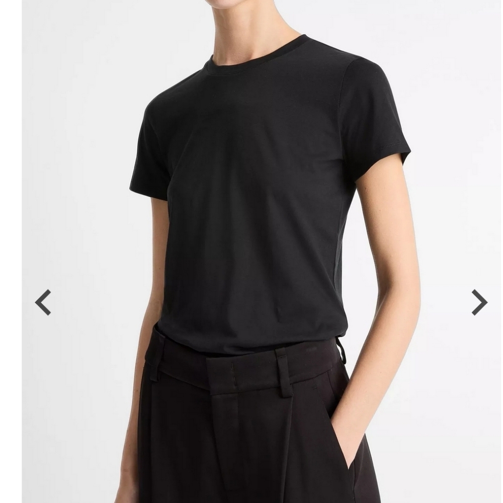 Vince Essential Pima Cotton Crew Neck T Shirt - black, sz medium